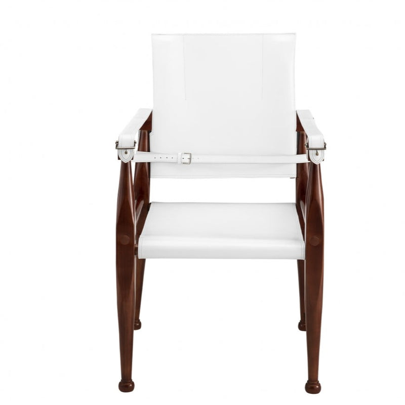 White Bridle Leather Campaign Armchair