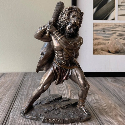 Greek Hero Hercules Statue With Lion Hide