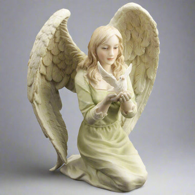 Hand Painted Angel With Dove Altar Gift