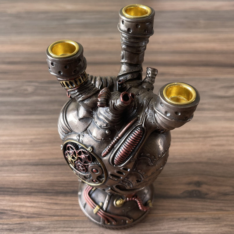 Steampunk Heart Triple Candle Holder