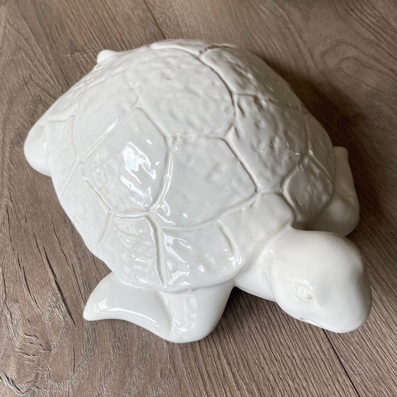 Handmade White Turtle Ceramic Home Decor Top View