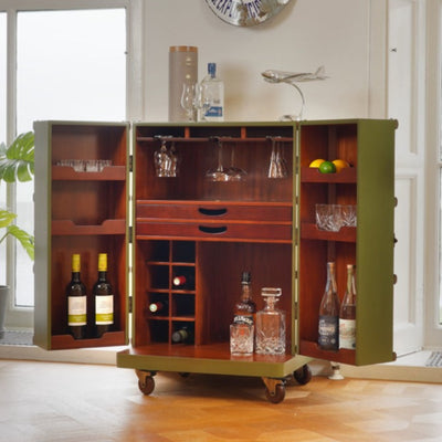 Retro-Inspired Traveler's Trunk Home Bar Cabinet