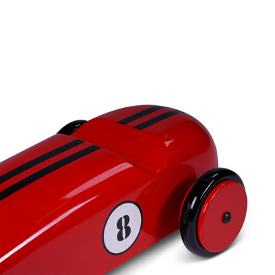 Handcrafted Mahogany Red Race Car Model