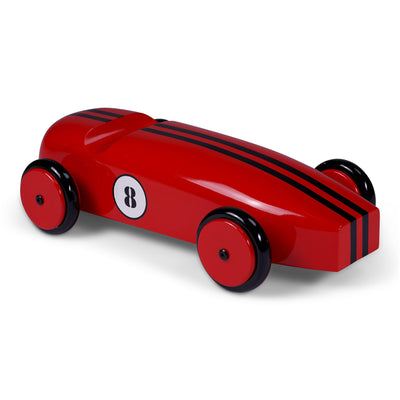 Handcrafted Mahogany Red Race Car Model