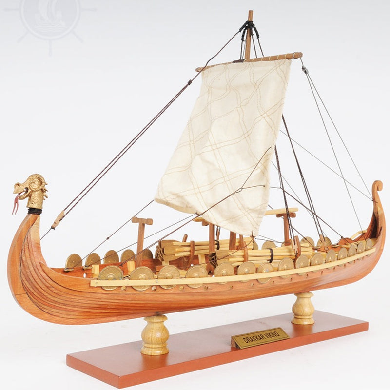 Handcrafted Wooden Drakkar Viking Boat