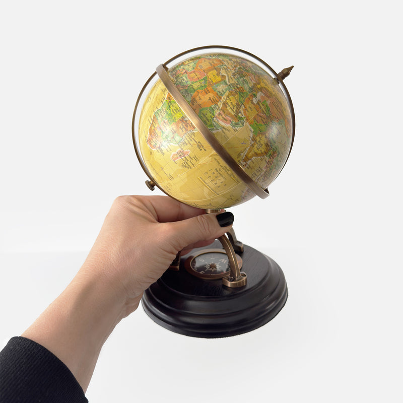 Vintage Style Desk Globe with Compass