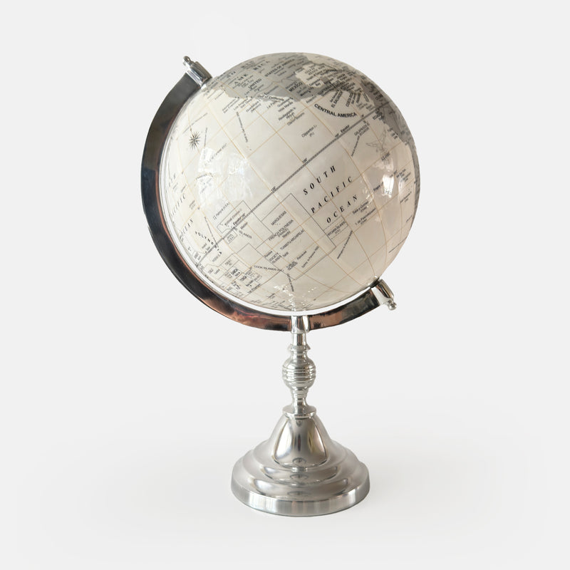 Classic World Globe on Elegant Silver Base