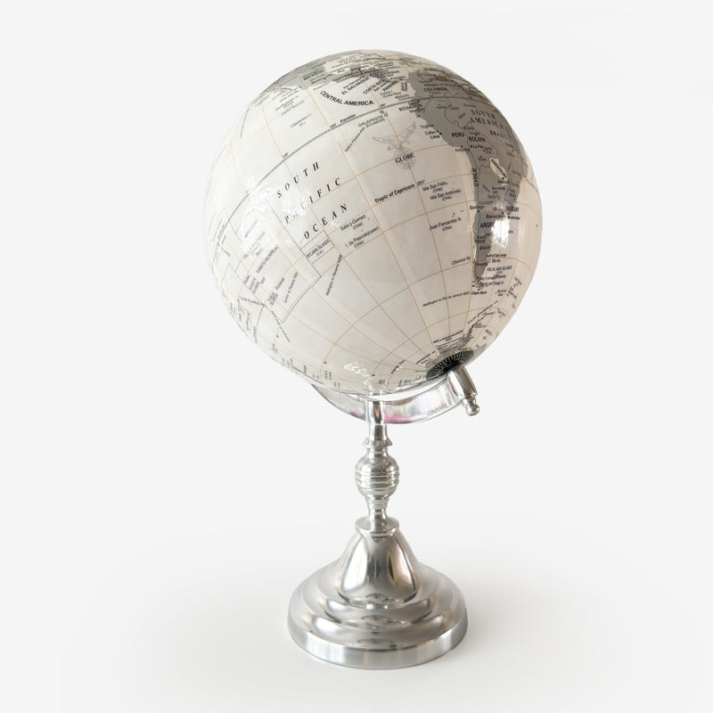 Classic World Globe on Elegant Silver Base