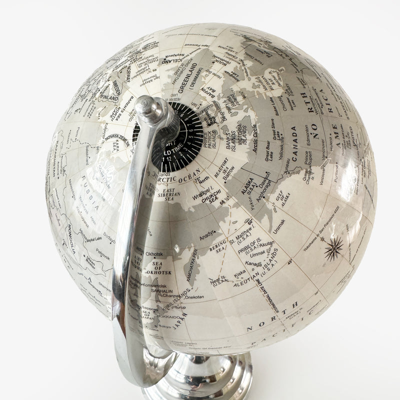 Classic World Globe on Elegant Silver Base