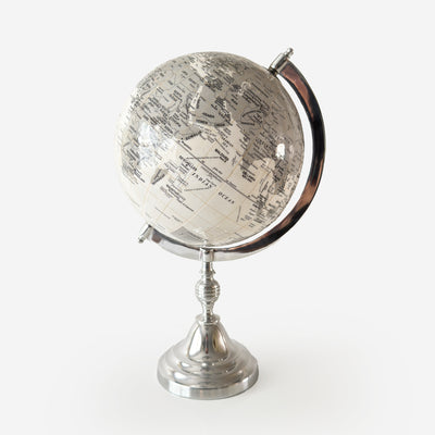 Classic World Globe on Elegant Silver Base