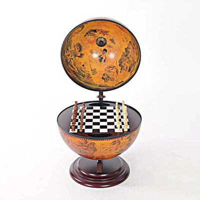 Elegant Vintage Style Tabletop Globe Chess Set