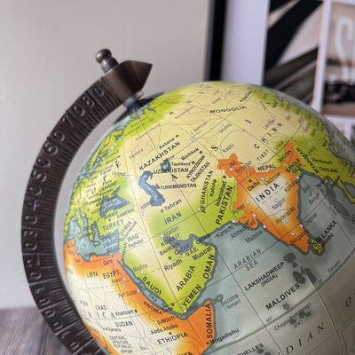 Vintage Style World Globe with Brass Stand