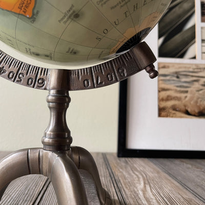 Vintage Style World Globe with Brass Stand