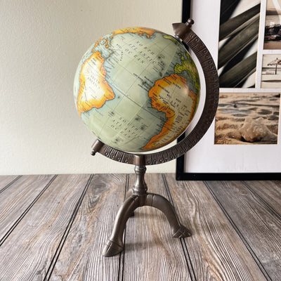 Vintage Style World Globe with Brass Stand