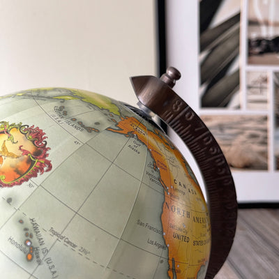 Vintage Style World Globe with Brass Stand