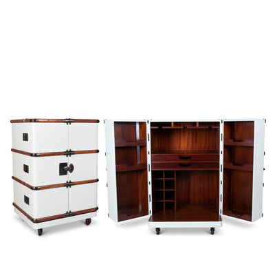Portable Vintage Design Trunk Home Bar Cabinet