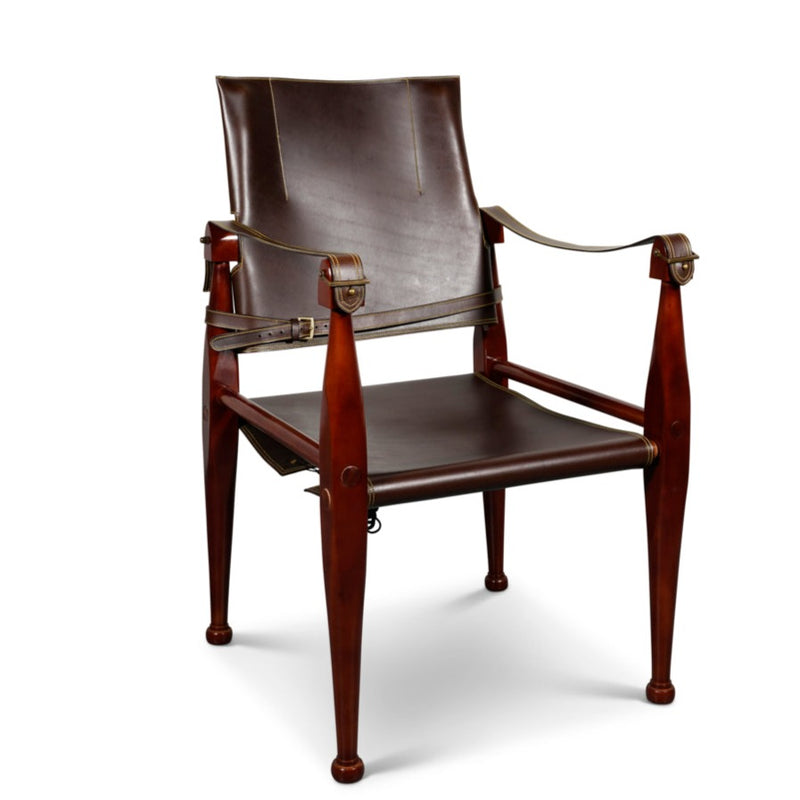 Handcrafted Leather Campaign Armchair