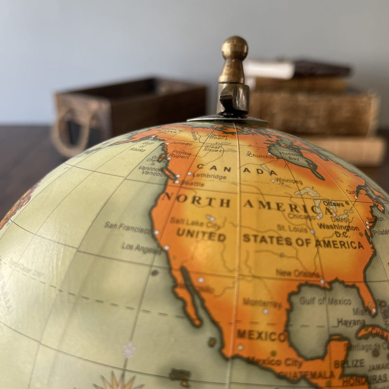 Vintage Style World Globe with Brass Stand