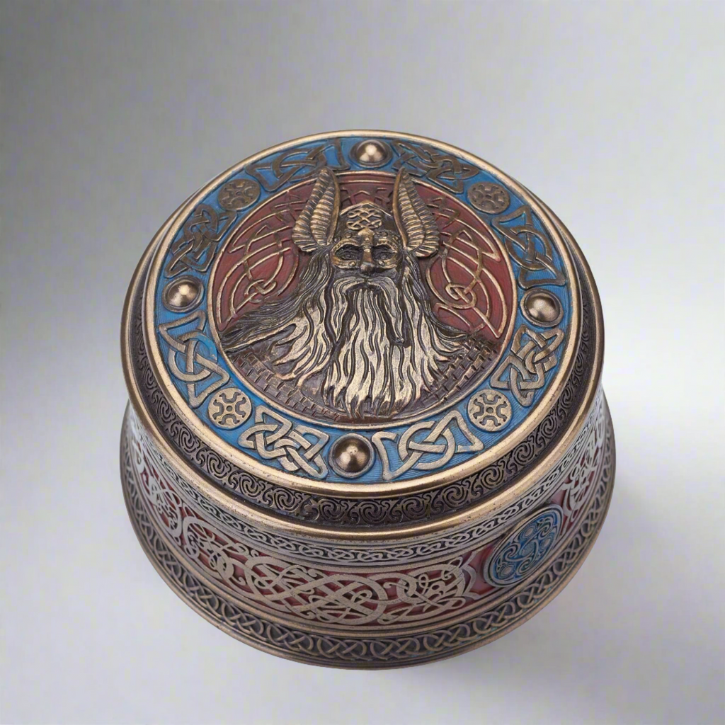 Norse God Odin Round shops Viking Trinket Box