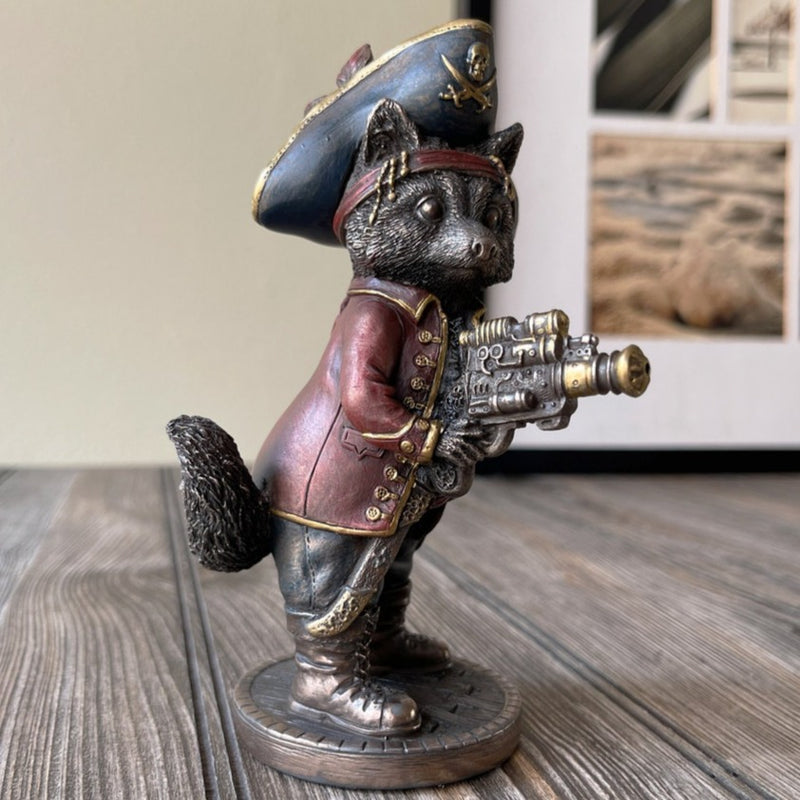 Jolly Roger Steampunk Racoon Figurine Statue