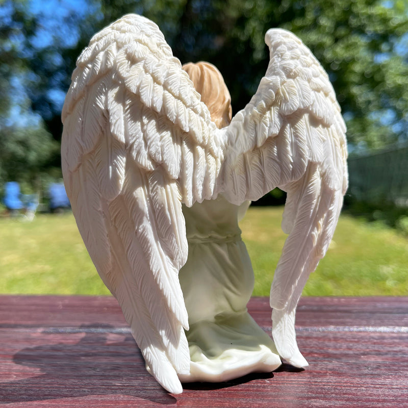 Hand Painted Angel With Dove Altar Gift Back View