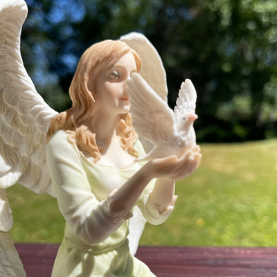 Hand Painted Angel With Dove Altar Gift Outside