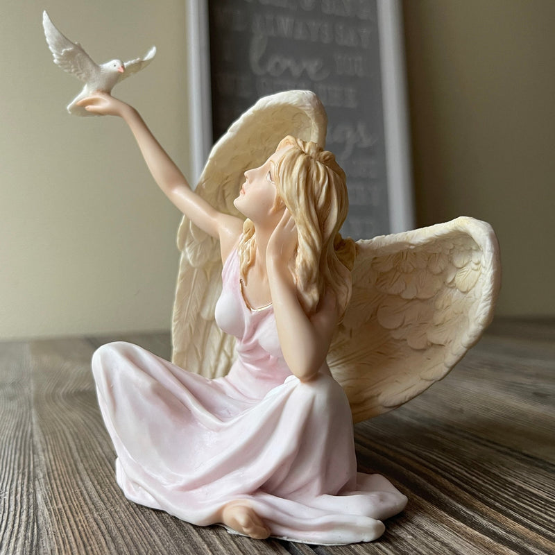 Angel Sitting With Dove Altar Statue