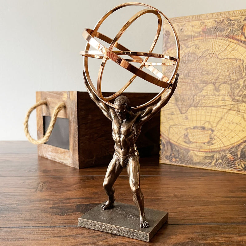 Greek Titan Atlas Statue With Celestial Globe