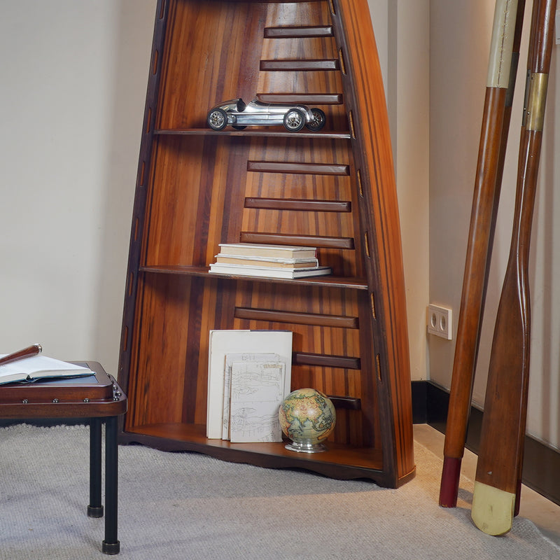 Handcrafted Canoe Bookshelf Cabinet