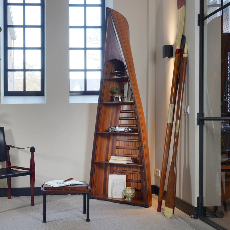 Handcrafted Canoe Bookshelf Cabinet