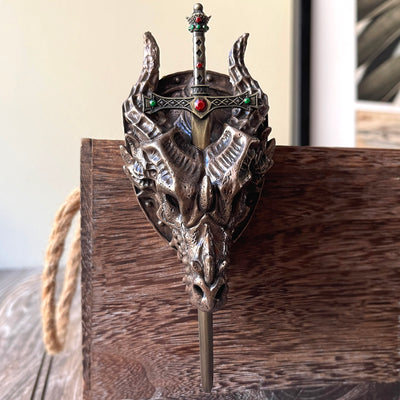 Dragon Head With Sword Letter Opener Wall Plaque