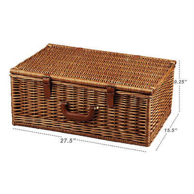 LONDON English Style Willow Woven Picnic Basket Set