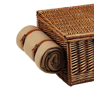 SANTA CRUZ English Style Willow Woven Picnic Basket Set