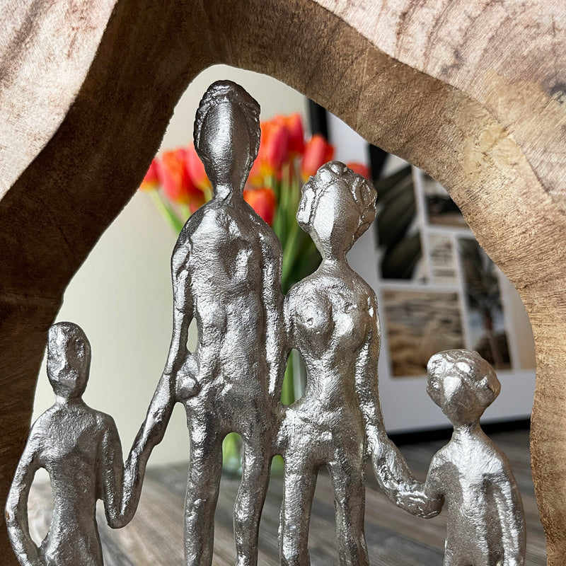 Handmade Family Decorative Statue Sculpture Close Up View