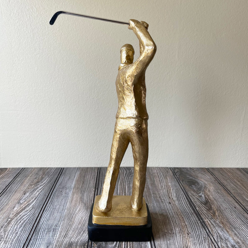 Custom Made Golden Golfer Figurine Statue Back