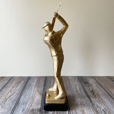 Custom Made Golden Golfer Figurine Statue Side