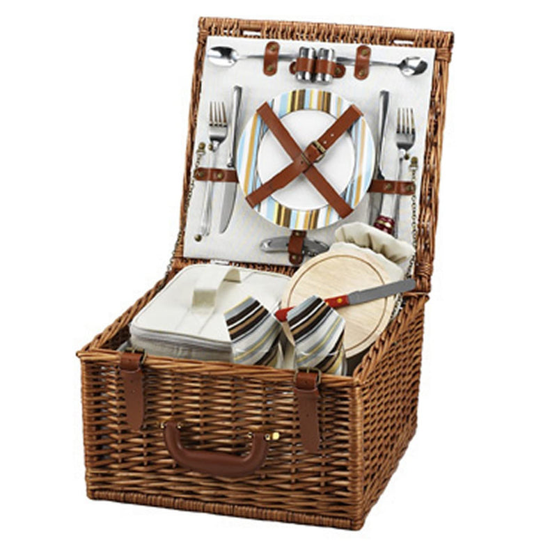 SANTA CRUZ Handmade Reed Willow Woven Picnic Basket Set