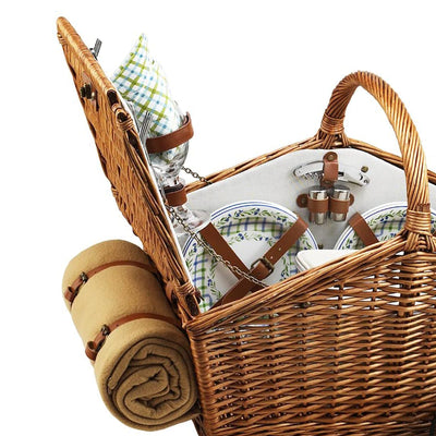 GAZEBO Willow Woven English Picnic Basket Set