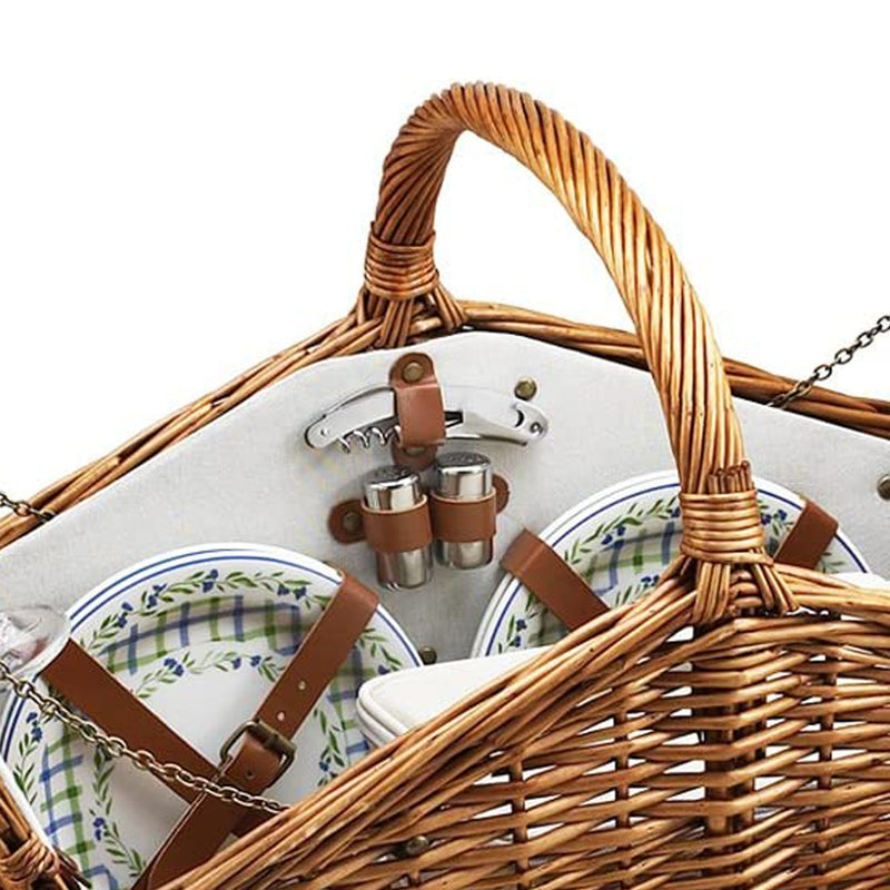 GAZEBO Willow Woven English Picnic Basket Set