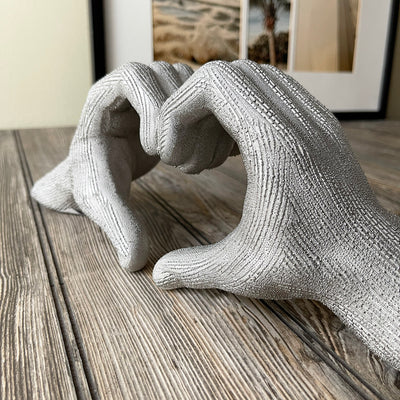 Heart Shaped Hands Handmade Decorative Statue Close Up Facing Left