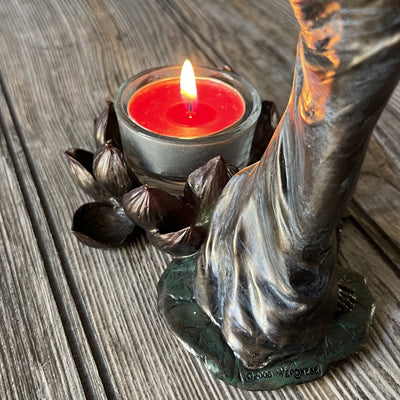 Lotus Maiden Statue Tea Light Candle Holder