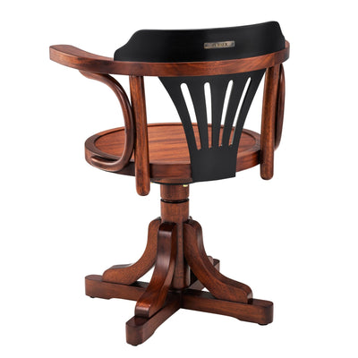 Mahogany Wood Swivel Armchair For Home Desk
