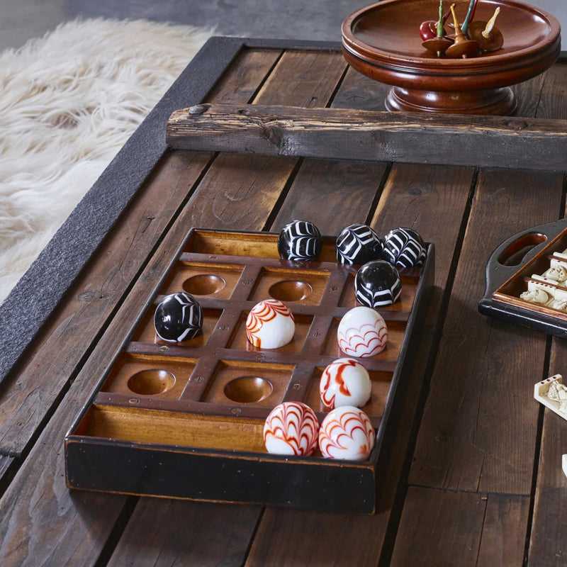 Tic Tac Toe Table Game With Glass Marbles