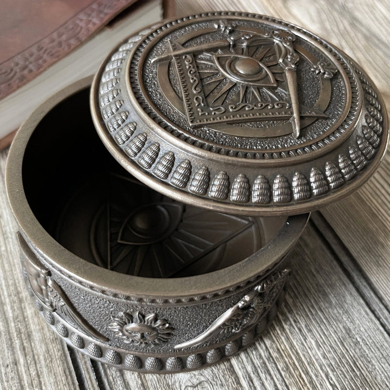 Masonic Eye Of Providence Round Trinket Box