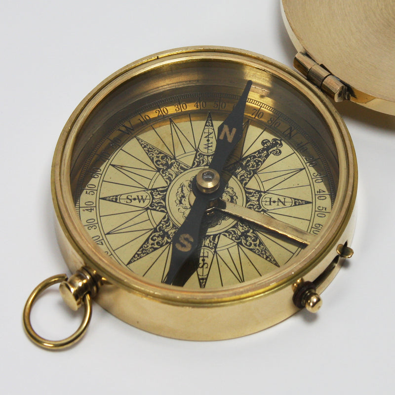Vintage Antique Brass Finish Compass Portable Small Pocket Compass