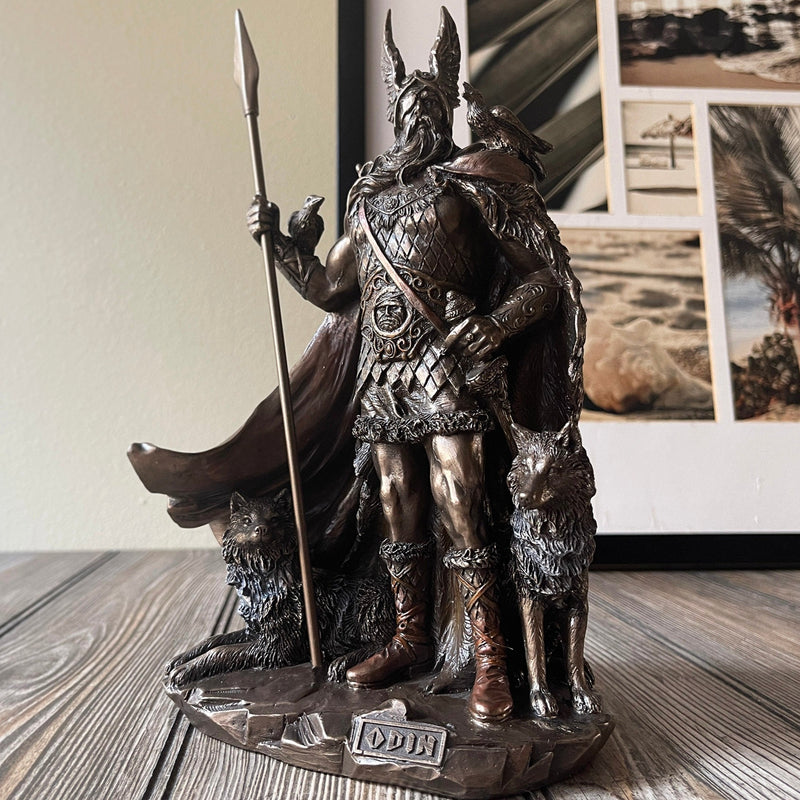 Odin Statue With Wolfs