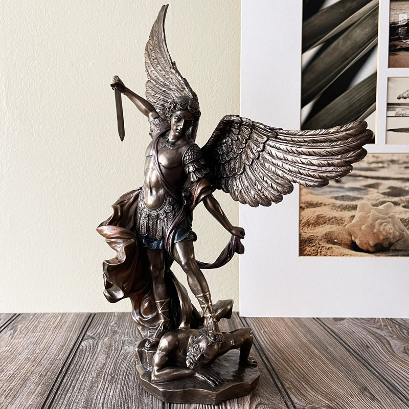 Saint Michael Religious Sculpture Figurine Front View
