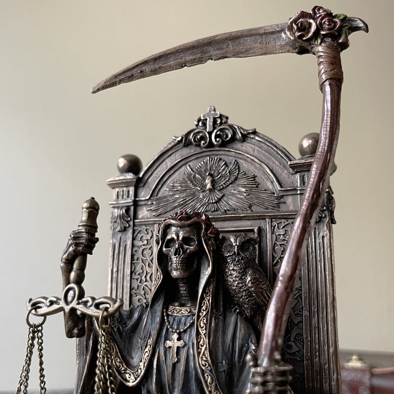 Santa Muerte Altar Statue With Scythe And Globe SHOPTELI santa-muerte-altar-statue-with-scythe-and-globe-shopteli