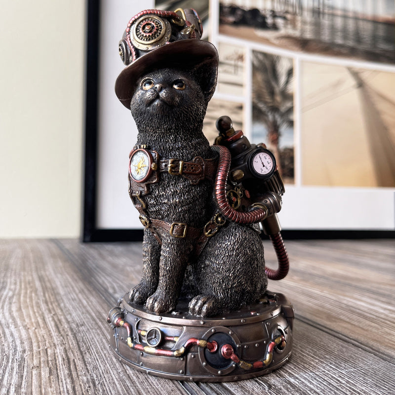 Steampunk Cat Figurine Statue