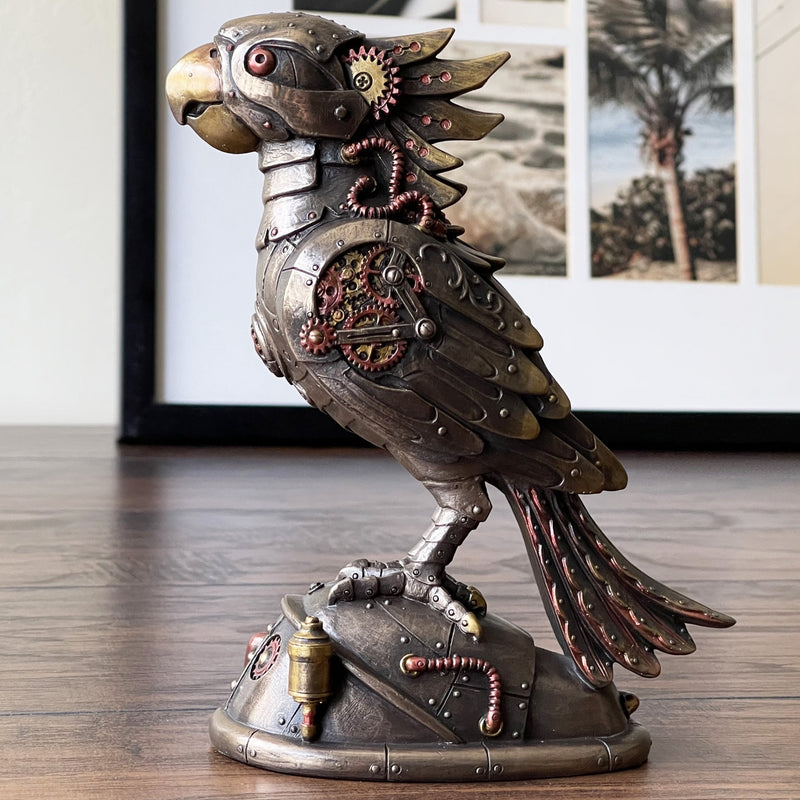 Handmade Steampunk Cockatiel Parrot Statue